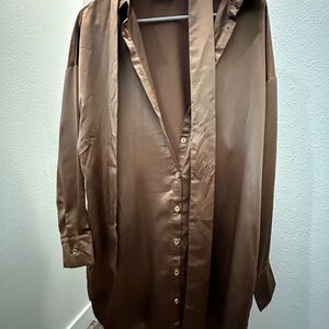 NWOT !2th Tribe After Dark Bronze Metallic Satin Mini Dress